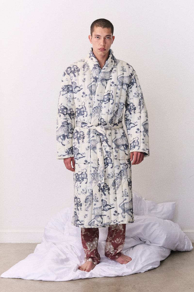 Quilted Jersey Robe Thunderheart Navy/Cream