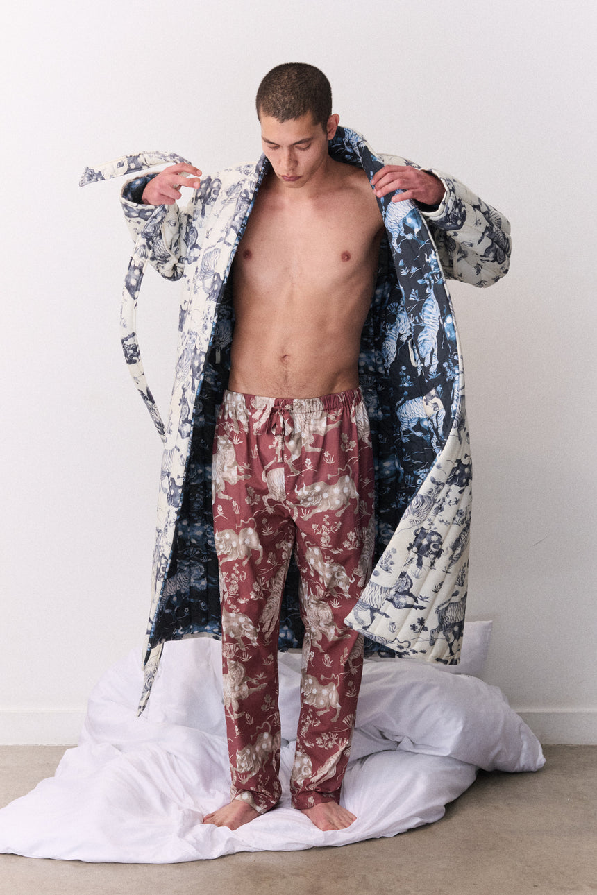 Reversible Jersey Robe Thunderheart Navy/Cream