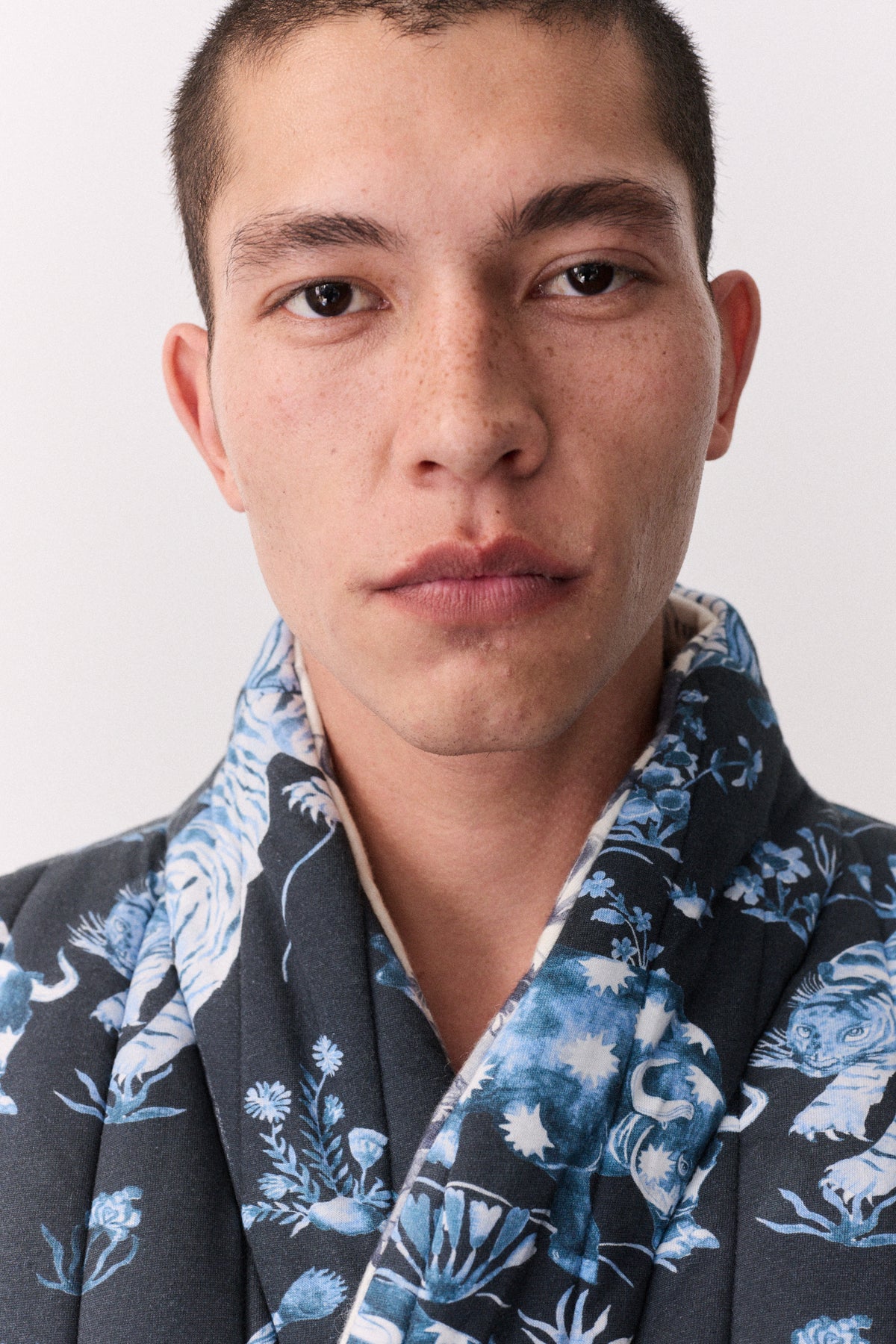 Quilted Jersey Robe Thunderheart Navy/Cream
