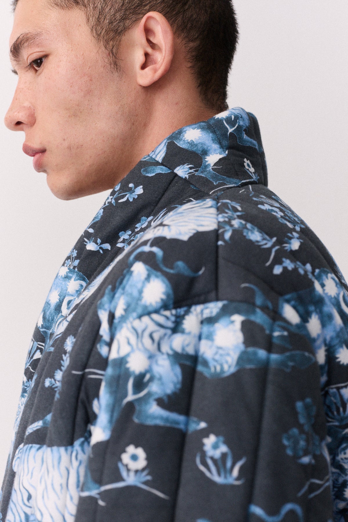 Quilted Jersey Robe Thunderheart Navy/Cream