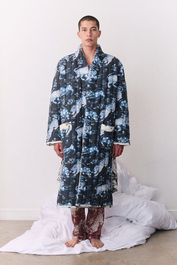 Reversible Jersey Robe Thunderheart Navy/Cream