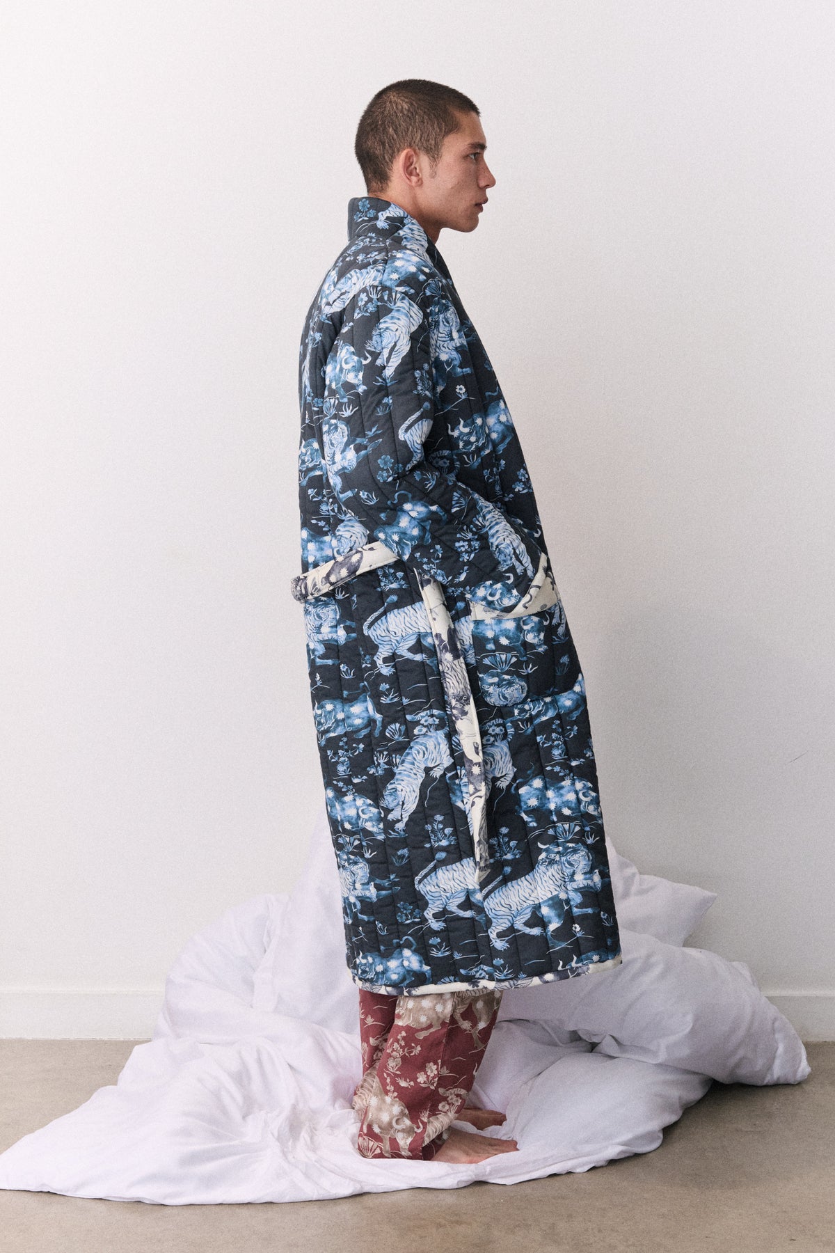Quilted Jersey Robe Thunderheart Navy/Cream