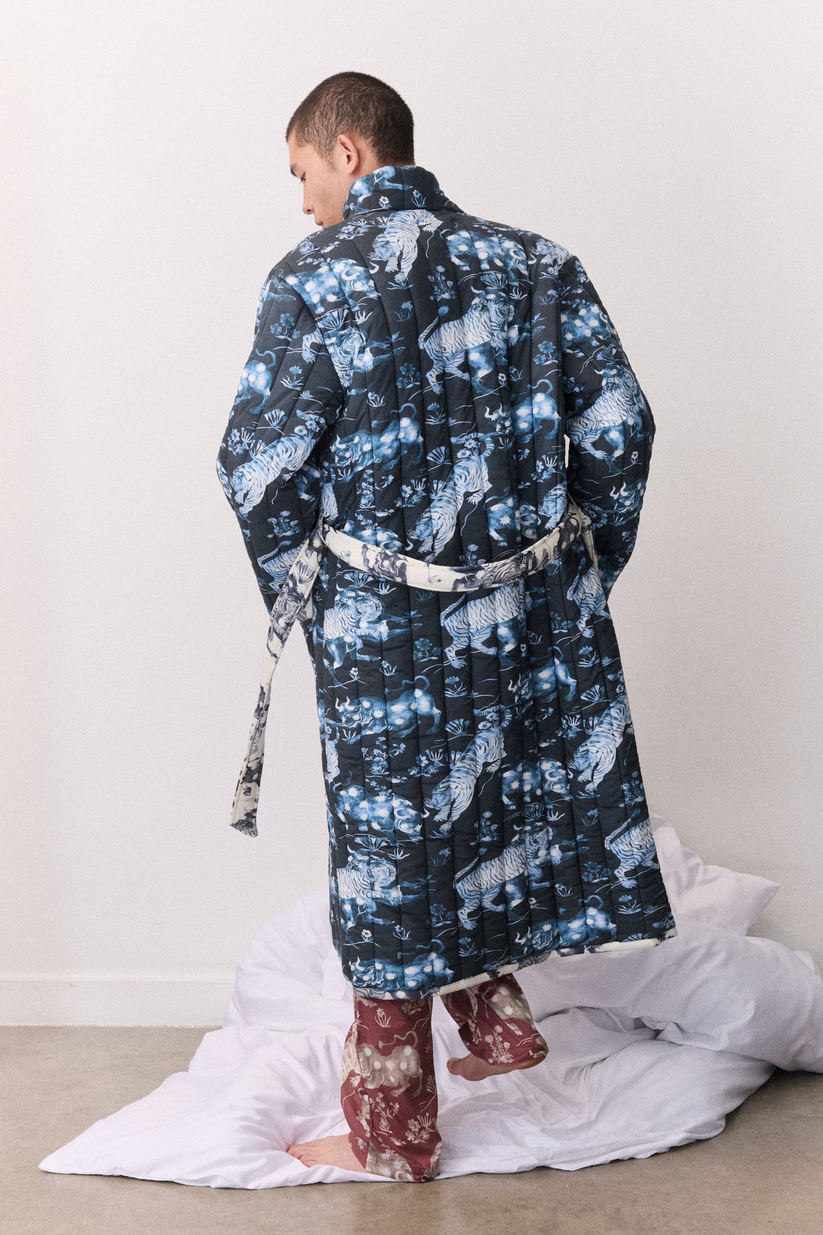 Quilted Jersey Robe Thunderheart Navy/Cream