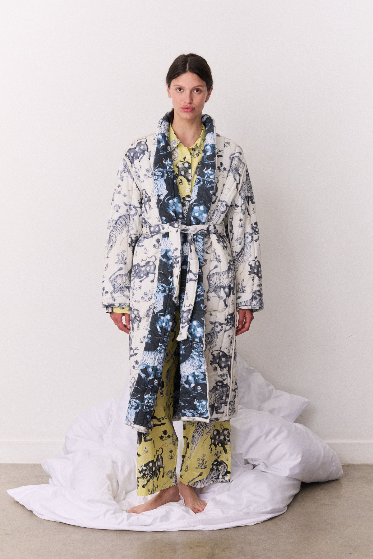 Unisex Quilted Jersey Robe Thunderheart Navy/Cream