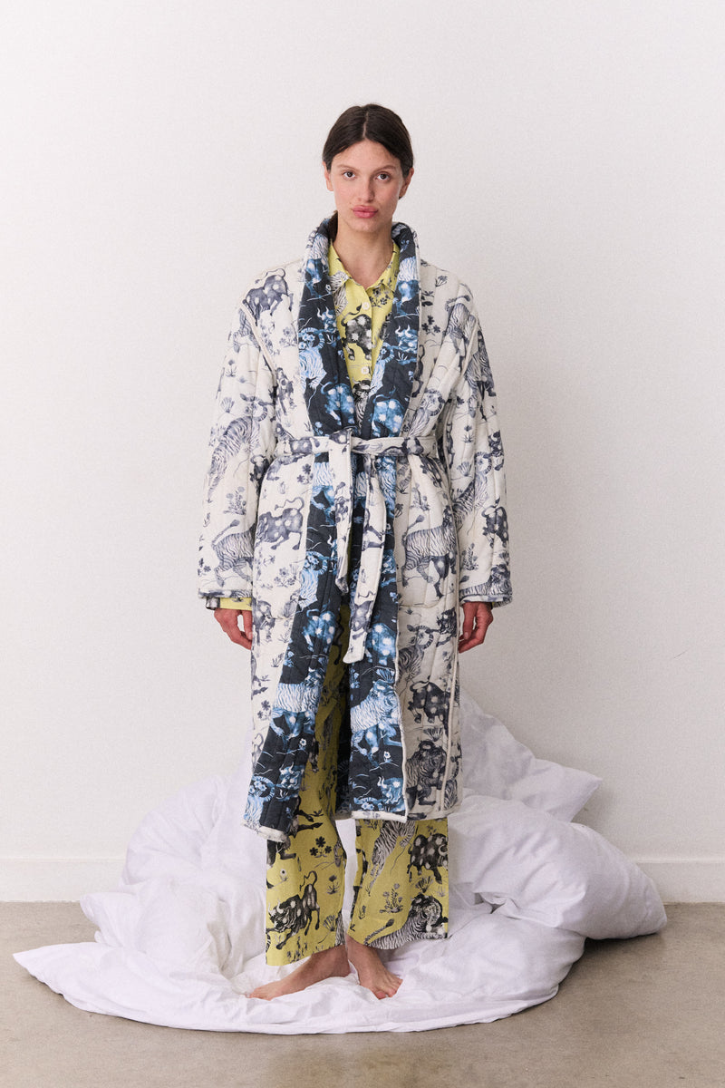 Unisex Quilted Jersey Robe Thunderheart Navy/Cream