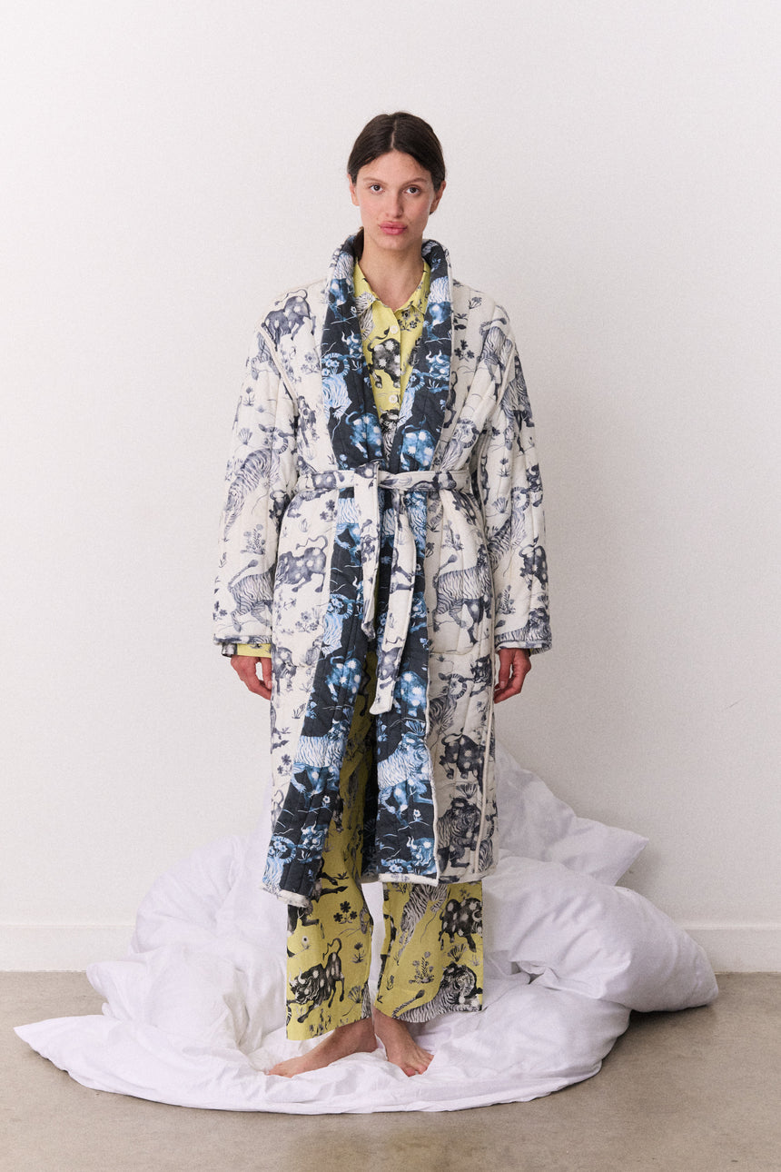 Unisex Quilted Jersey Robe Thunderheart Navy/Cream