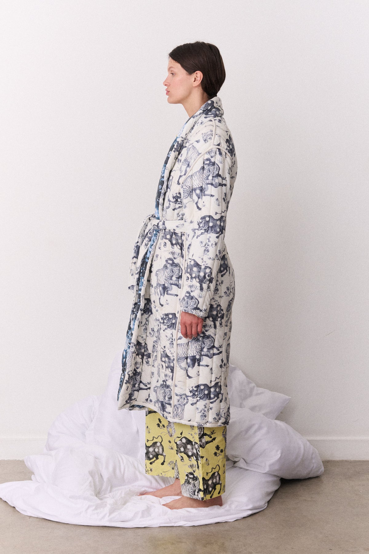 Unisex Quilted Jersey Robe Thunderheart Navy/Cream