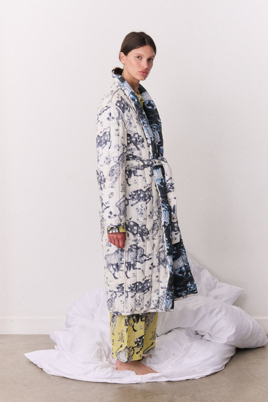 Reversible Jersey Robe Thunderheart Navy/Cream