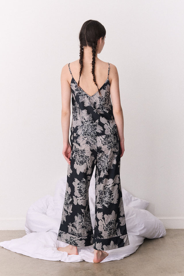 Cami & Wide Leg Peony Navy