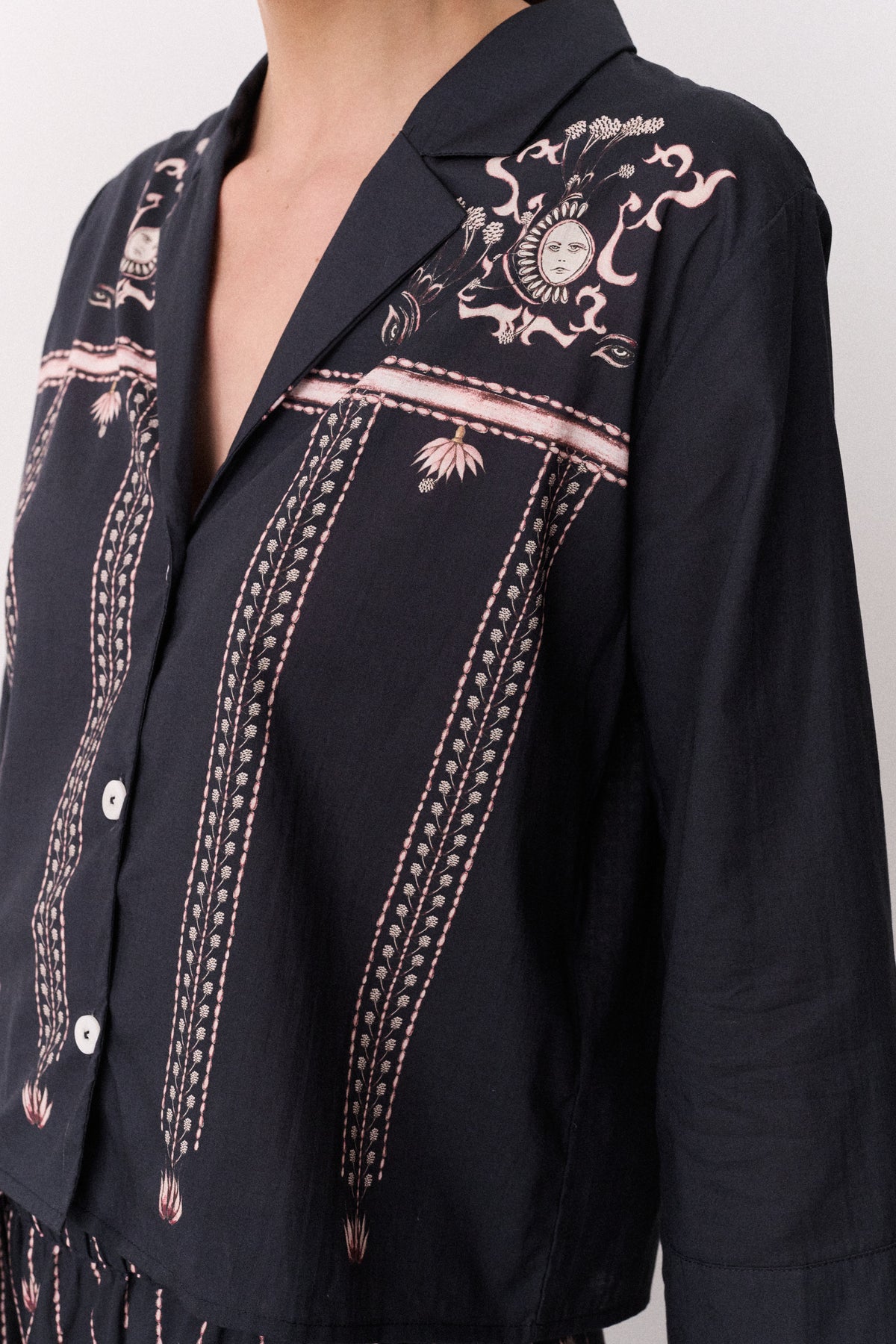 Boxy Shirt & Wide Leg Set Moonflower Navy/Pink