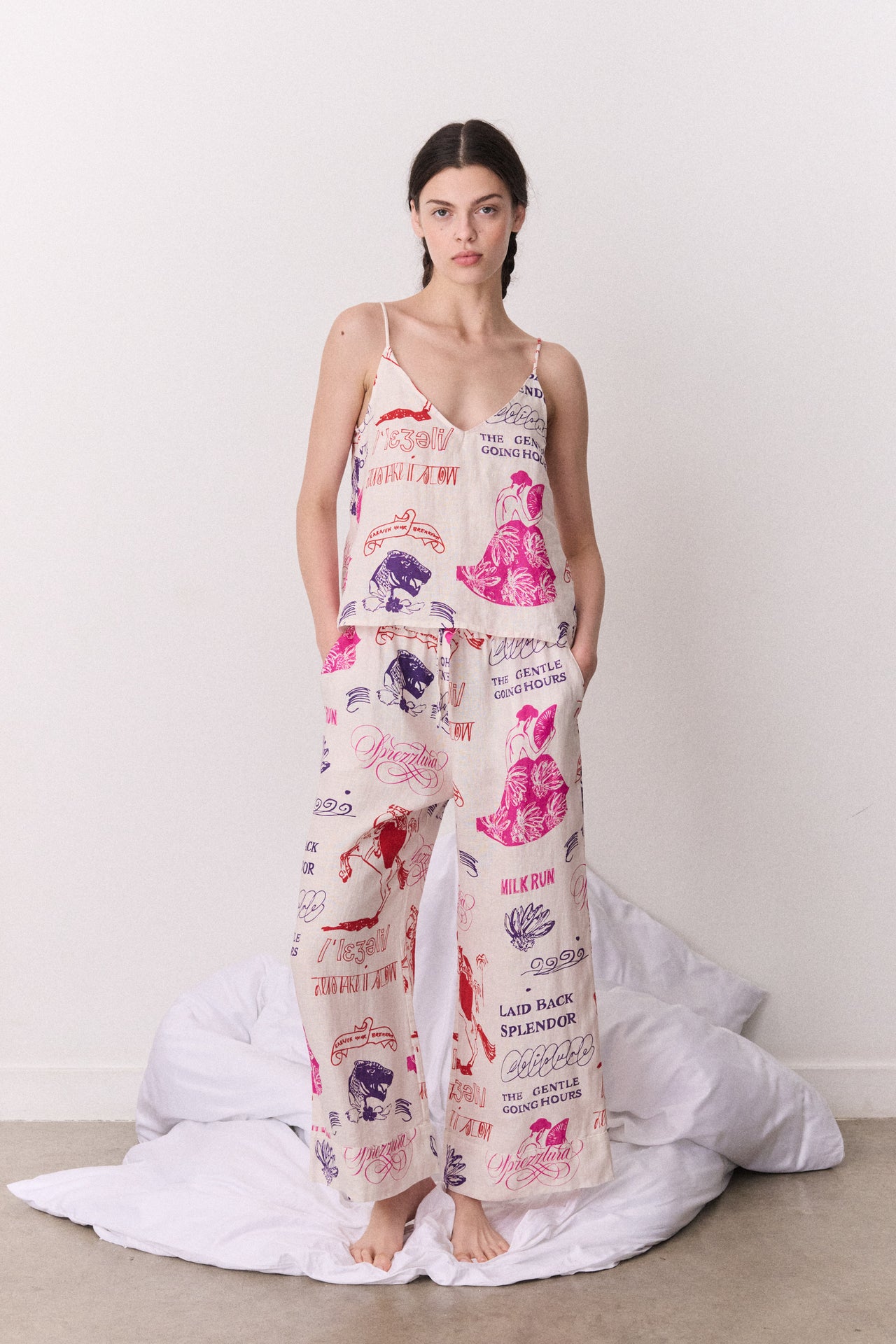 Cami & Wide Leg Sprezzatura Linen Multi