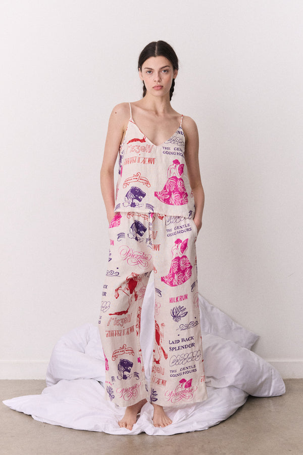 Cami &amp; Wide Leg Sprezzatura Linen Multi