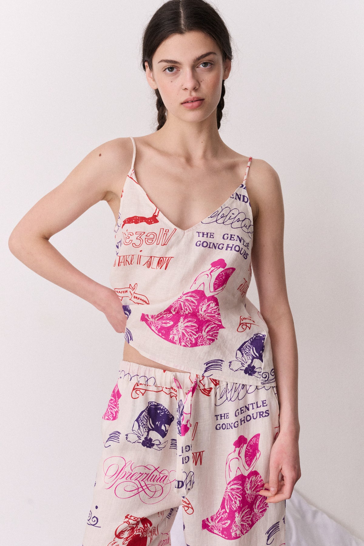 Cami & Wide Leg Sprezzatura Linen Multi