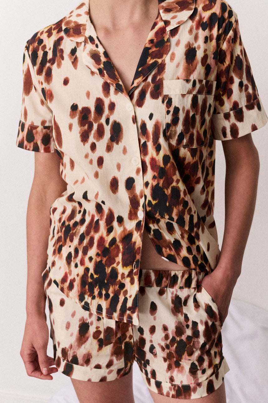 Short Sleeve Set Leopard Brown