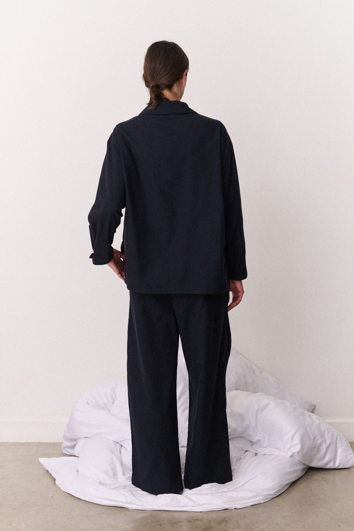 Oversized Long Set Brushed Cotton Navy