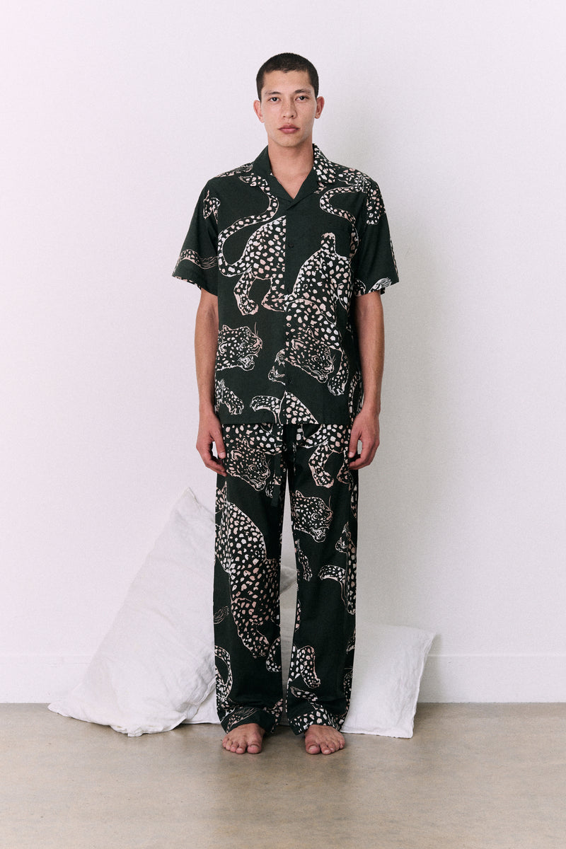 Men’s Cuban Long Pyjama Set The Jag Print Green