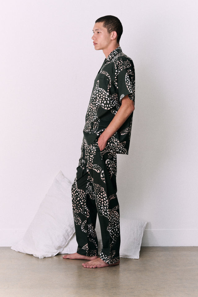 Men’s Cuban Long Pyjama Set The Jag Print Green
