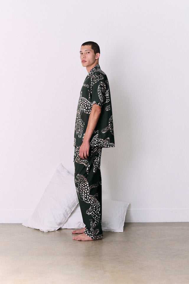 Men’s Cuban Long Pyjama Set The Jag Print Green