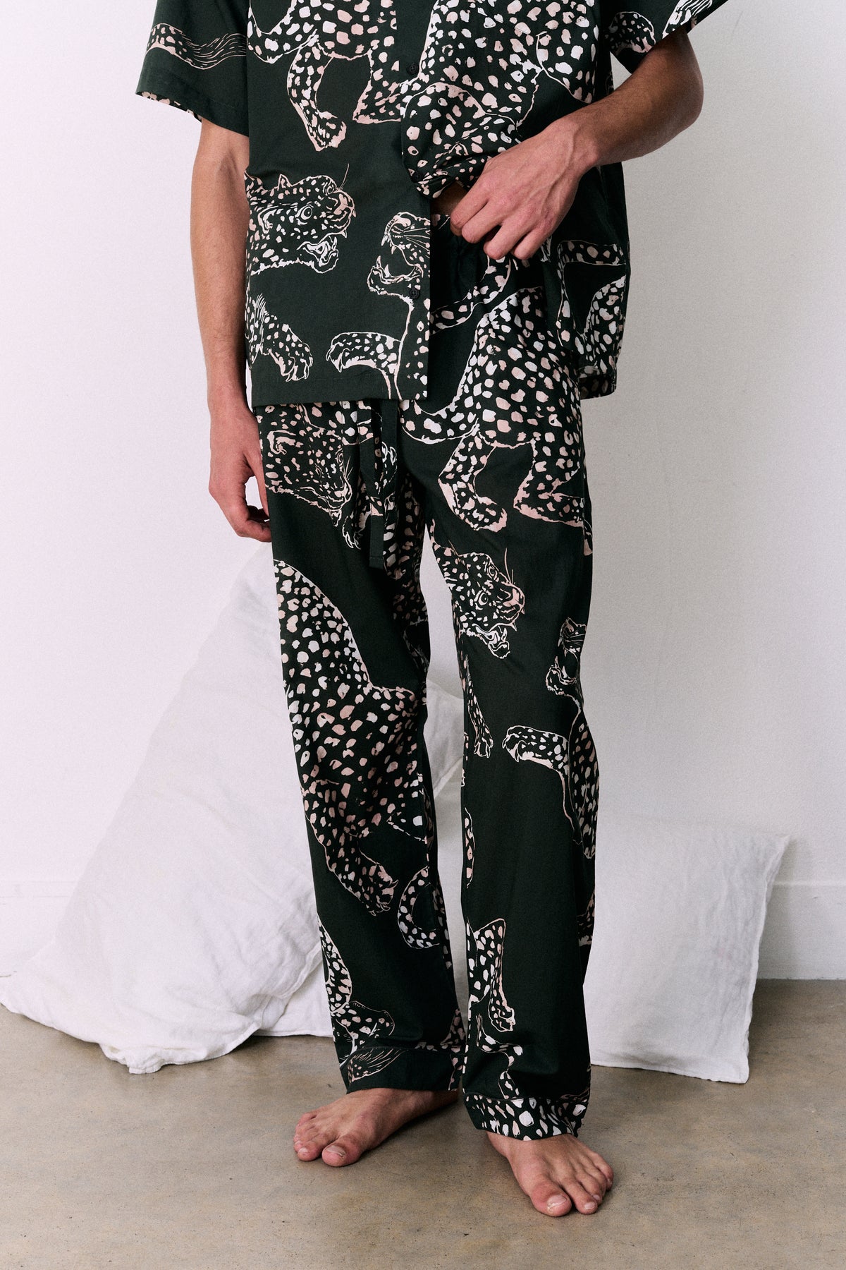 Men’s Cuban Long Pyjama Set The Jag Print Green