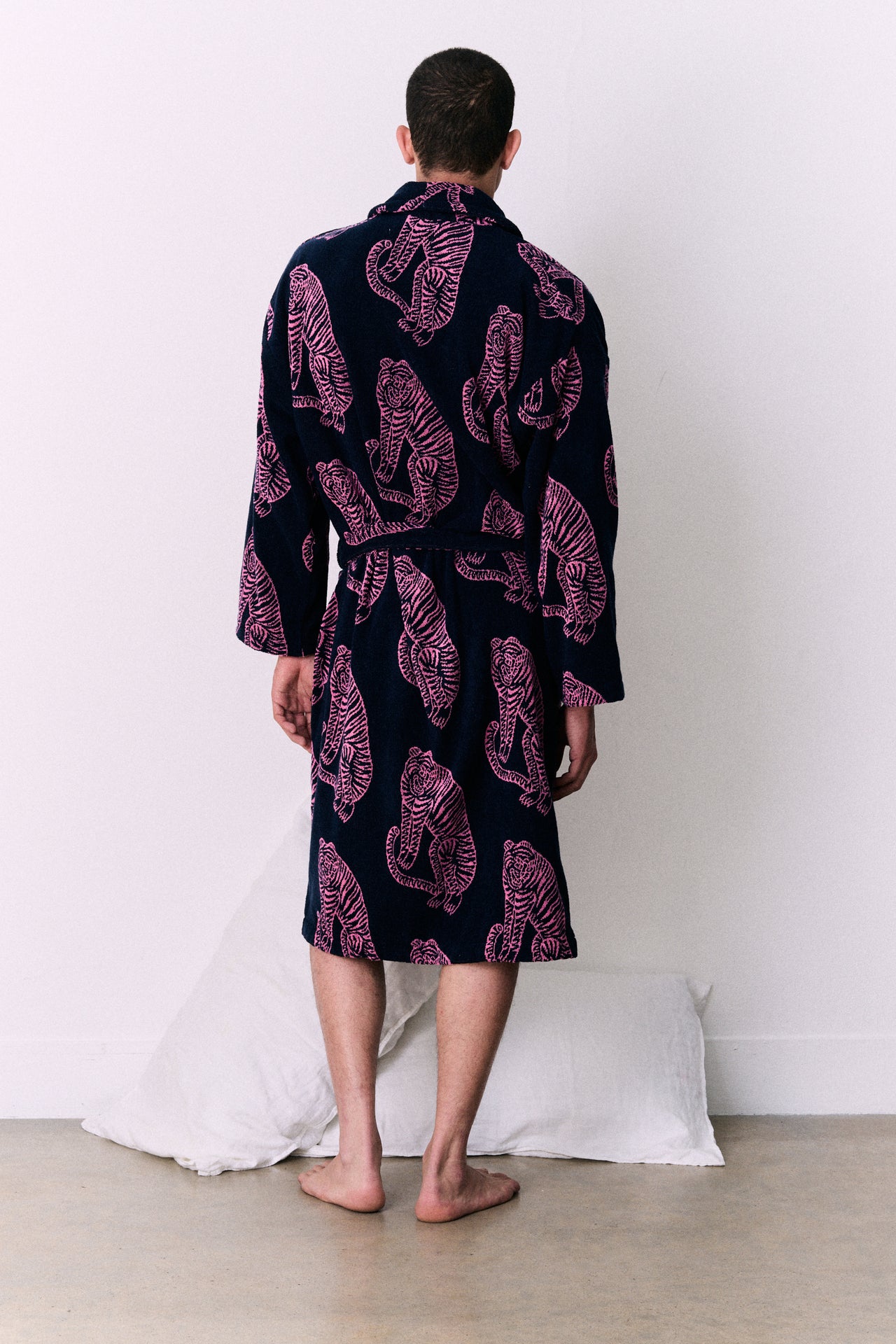 Unisex Towel Robe Sansindo Print Navy Pink