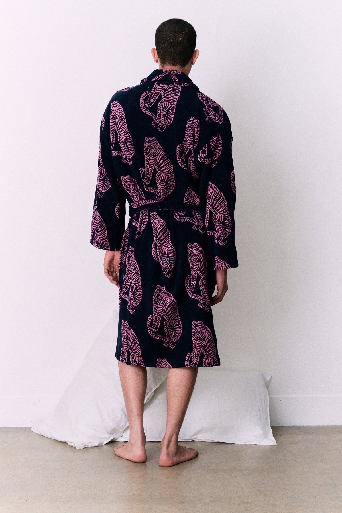 Unisex Towel Robe Sansindo Print Navy Pink