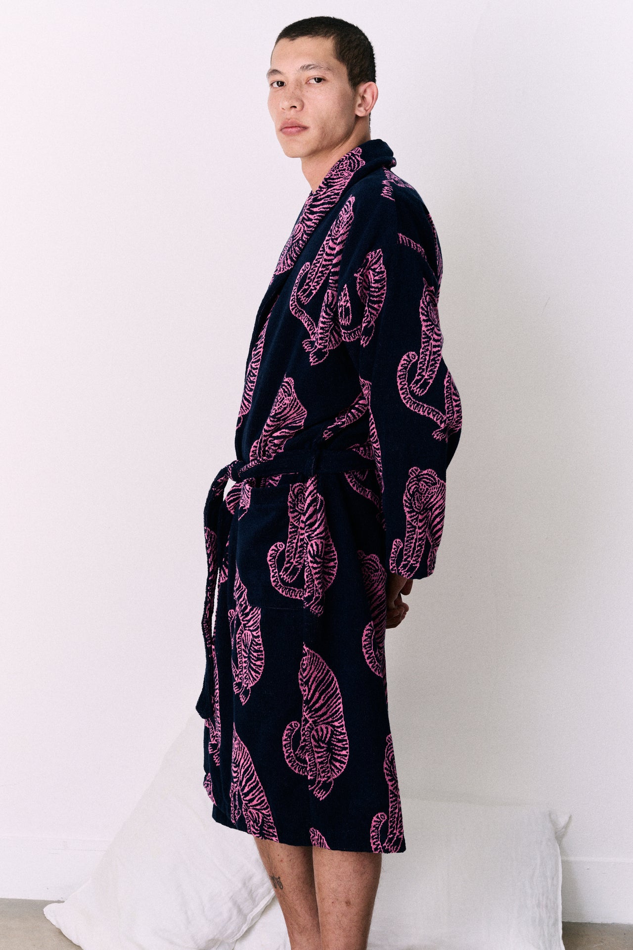 Unisex Towel Robe Sansindo Print Navy Pink