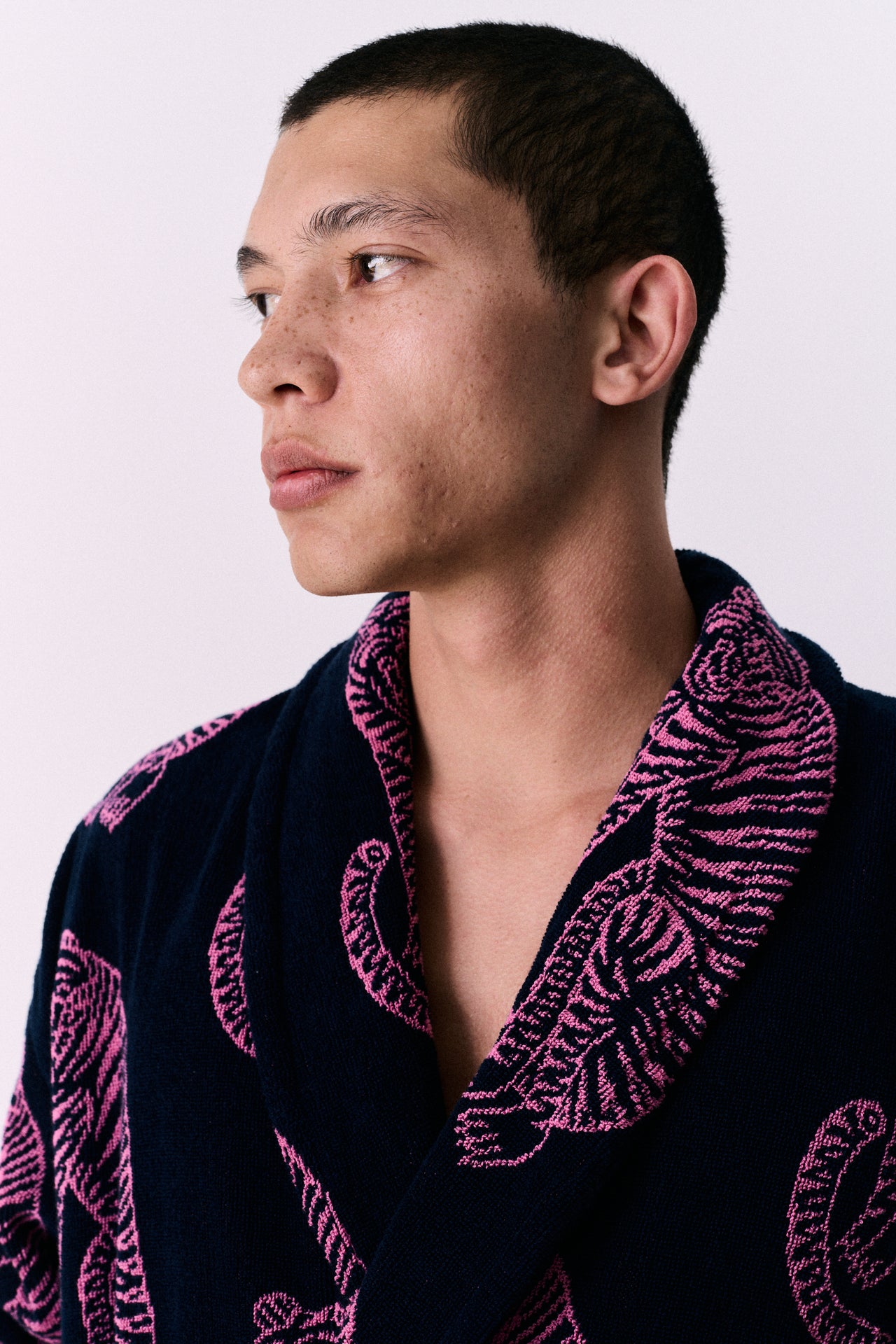 Unisex Towel Robe Sansindo Print Navy Pink