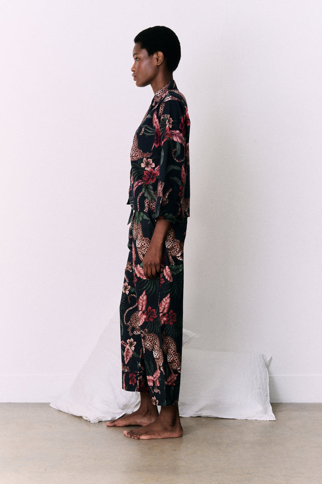 Boxy Shirt and Wide Leg Trouser Set Soleia Leopard Print Multi