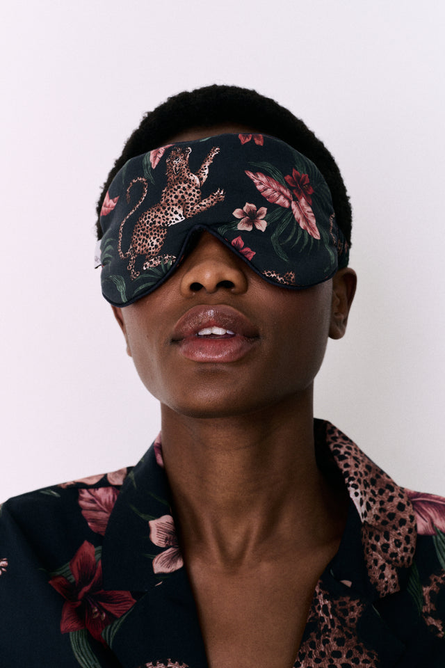 Cotton Luxe Eye Mask Soleia Leopard Print Multi