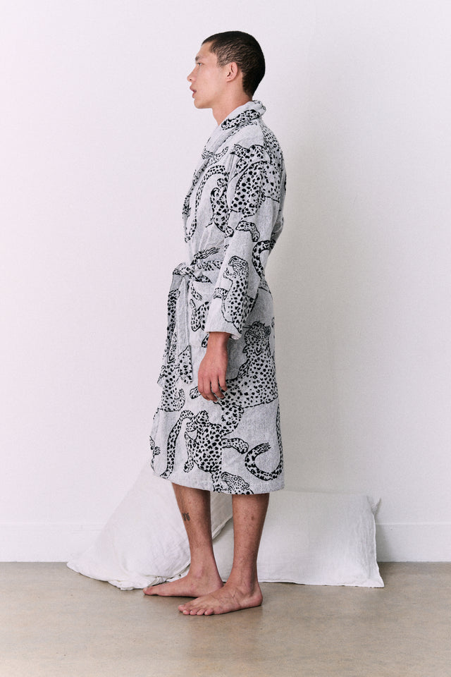 Unisex Towel Robe Jag Print Cream