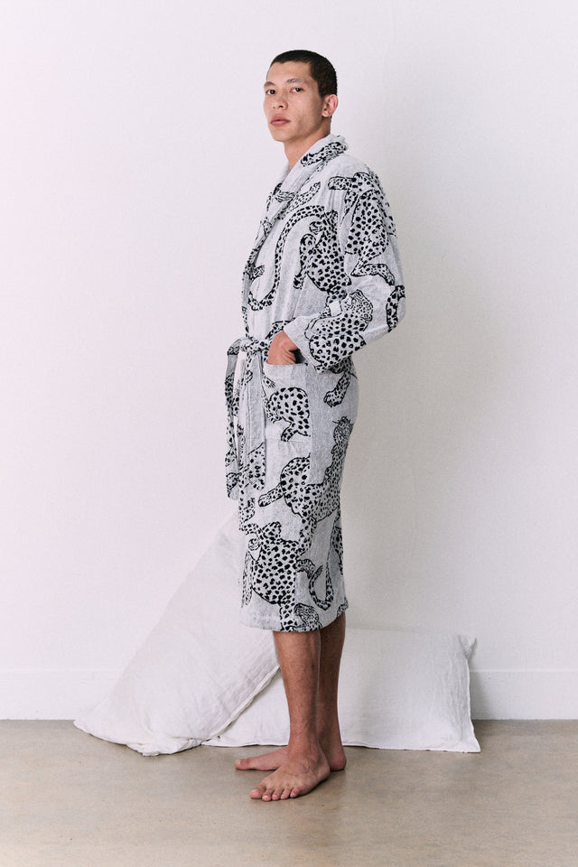 Unisex Towel Robe Jag Print Cream