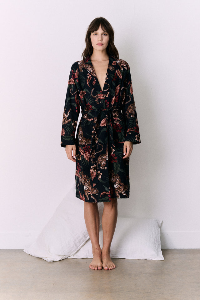 Women's Robe Soleia Print Navy