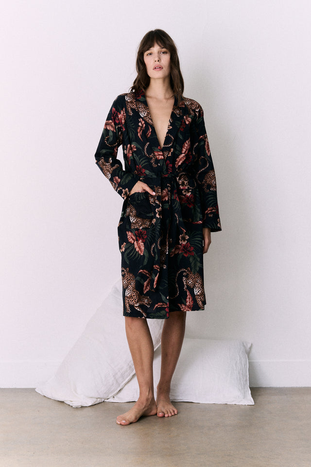 Women's Robe Soleia Print Navy