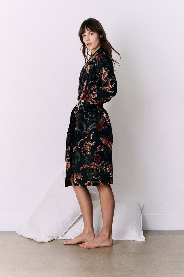 Women's Robe Soleia Print Navy