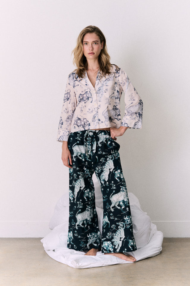 Boxy Shirt & Wide Leg Set Thunderheart Cream/Navy