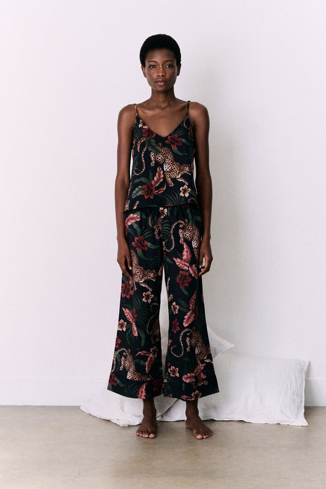 Cami Top and Wide Leg Trouser Set Soleia Leopard Print Multi