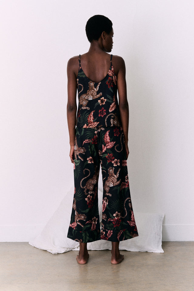 Wide Leg Pyjama Trousers Soleia Leopard Print Multi