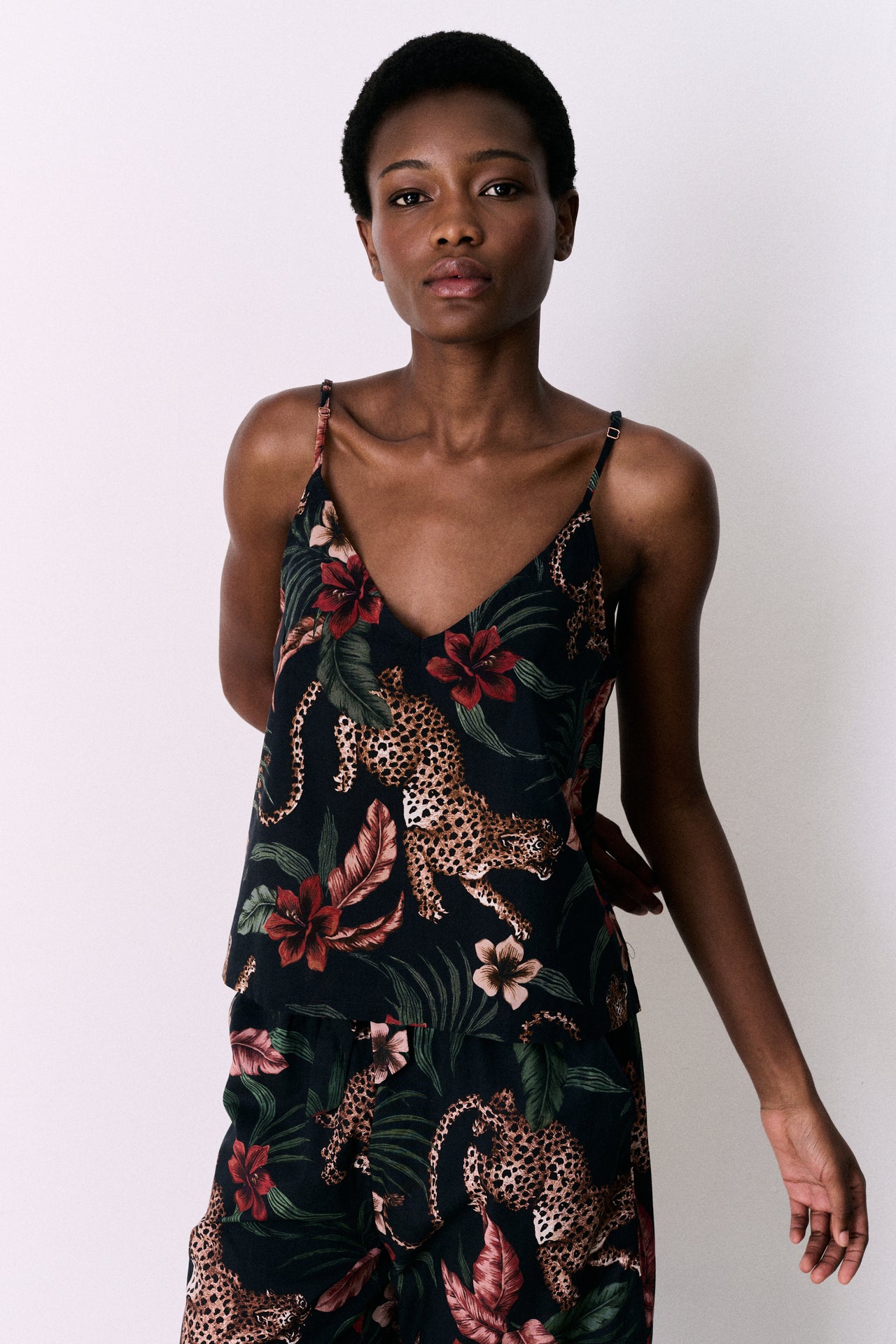 Cami Top and Wide Leg Trouser Set Soleia Leopard Print Multi