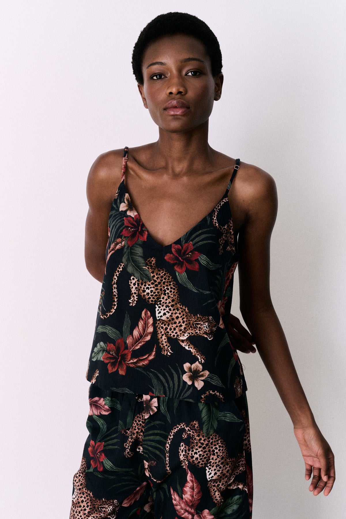 Cami Top and Wide Leg Trouser Set Soleia Leopard Print Multi