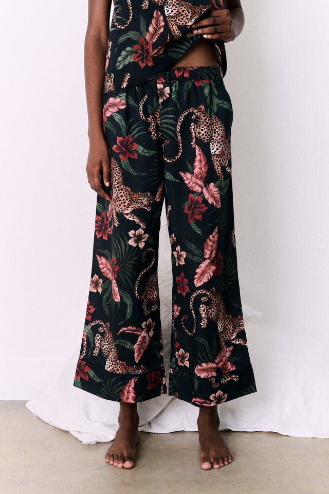 Wide Leg Pyjama Trousers Soleia Leopard Print Multi