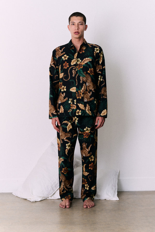 Men’s Pocket Pyjama Set Soleia Print Black/Yellow