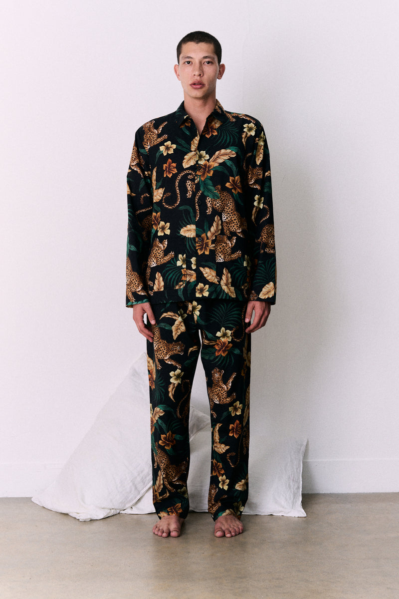 Men’s Pocket Pyjama Set Soleia Print Black/Yellow