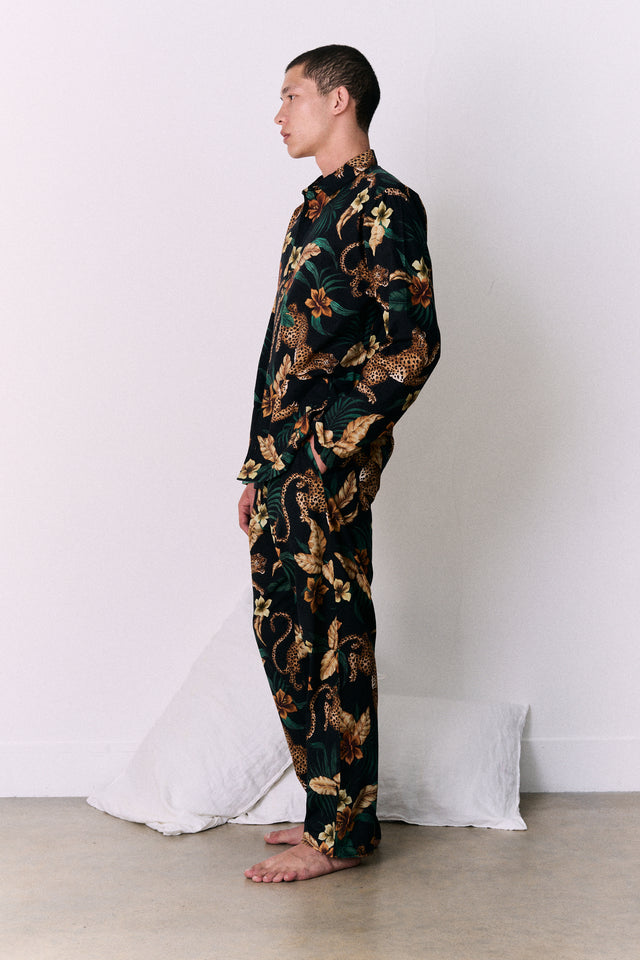 Men’s Pocket Pyjama Set Soleia Print Black/Yellow