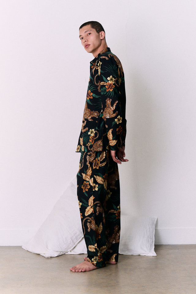 Men’s Pocket Pyjama Set Soleia Print Black/Yellow