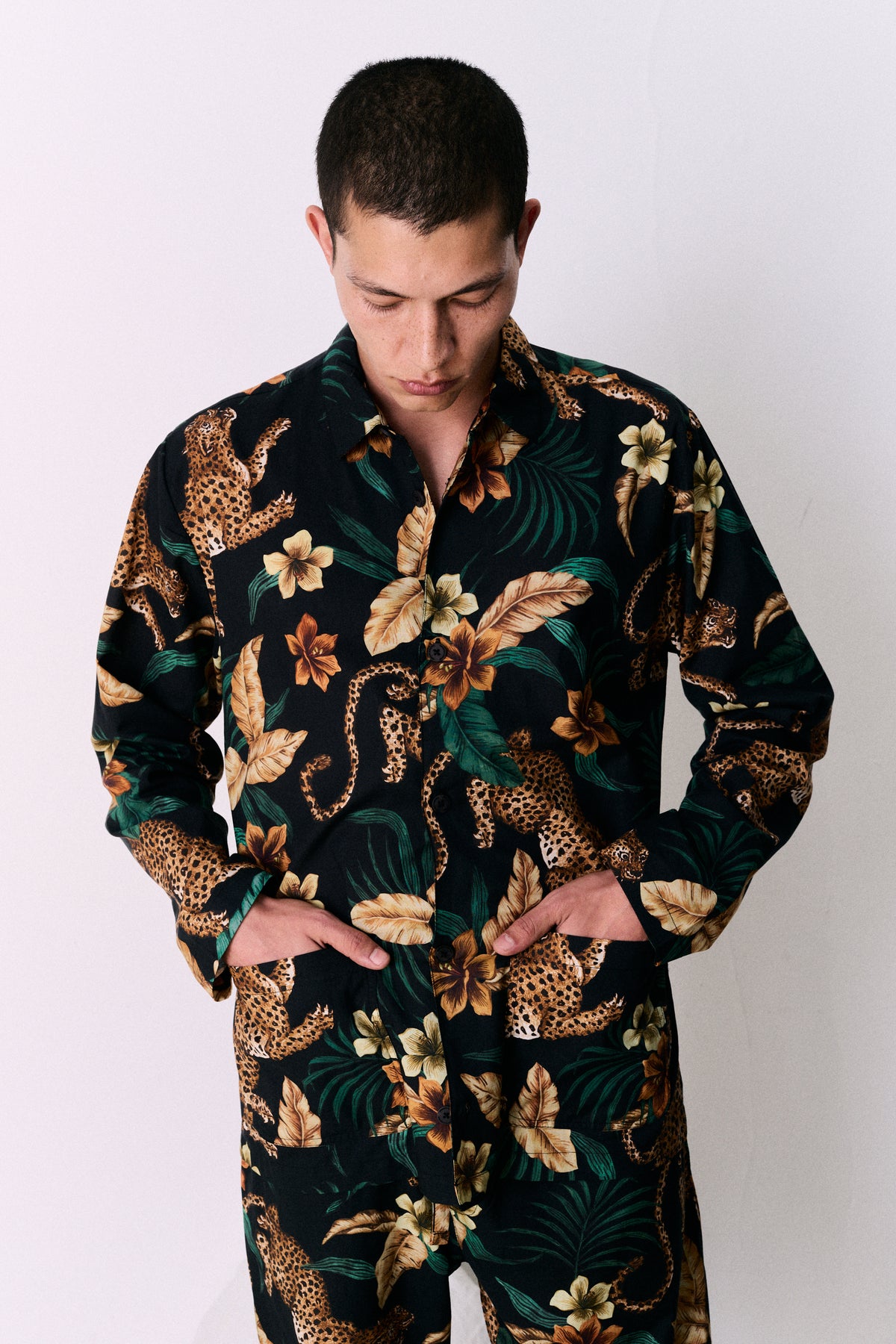 Men’s Pocket Pyjama Set Soleia Print Black/Yellow