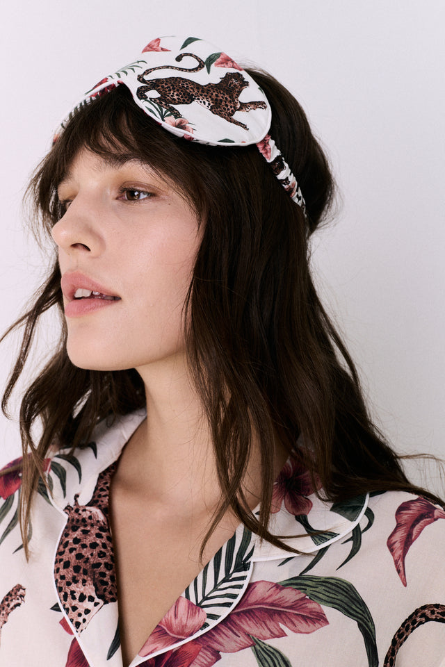 Cotton Luxe Eye Mask Soleia Leopard Print Cream