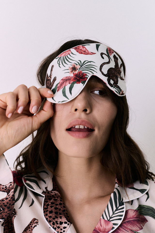 Cotton Luxe Eye Mask Soleia Leopard Print Cream