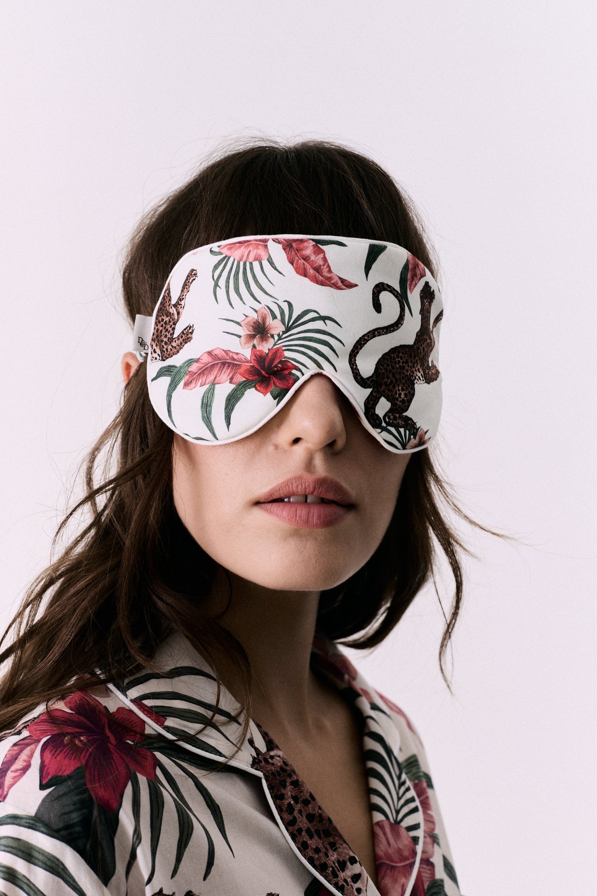 Cotton Luxe Eye Mask Soleia Leopard Print Cream