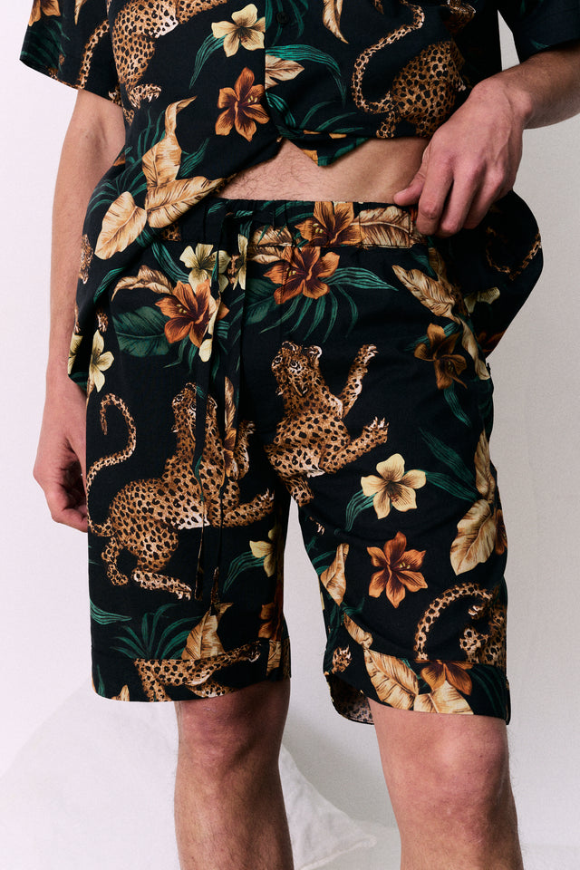 Men’s Pyjama Shorts Soleia Print Black/Yellow