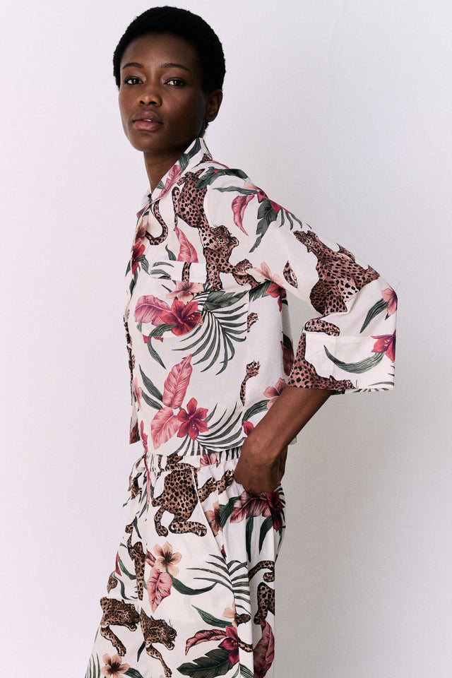 Women's Boxy Shirt Soleia Print Cream